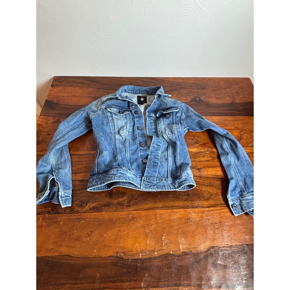 G-Star Raw 3301 Slim Jacket Womens XS Blue‎ Denim Trucker D17437-C052-C293